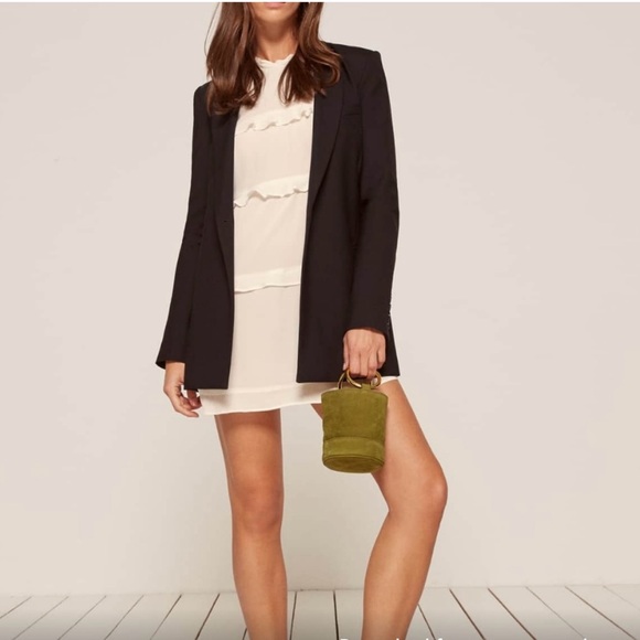 Reformation Victoria DressElegant Ivory Ruffle Dress - Picture 4 of 10